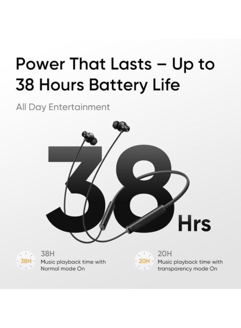realme Buds Wireless 5 ANC Neckband Headphones - 50dB Noise Cancelling, 38H Playback, IP55 Waterproof, Bluetooth 5.4 black - Image 4