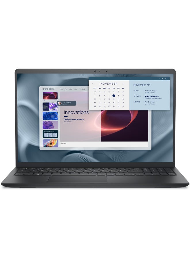 ديل لابتوب Pro 15 Essential (إصدار مطور) بشاشة 15.6 بوصة عالية الدقة بالكامل (1920×1080)، معالج AMD Ryzen 5 7520U، ذاكرة وصول عشوائي 8 جيجابايت DDR5، قرص صلب SSD سعة 512 جيجابايت، نظام تشغيل Windows 11، يدعم اللغتين الإنجليزية والعربية، اللون أسود الإنجليزية/العربية - Image 1
