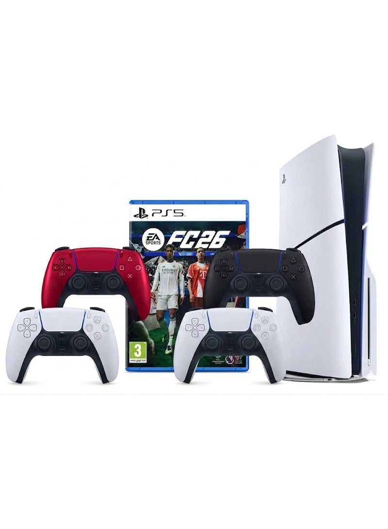 سوني حزمة وحدة تحكم PS5 مع 4 وحدات تحكم DualSense + لعبة FC 26 | حزمة ألعاب متعددة اللاعبين بلاي ستيشن 5 | جاهز للعب - Image 5