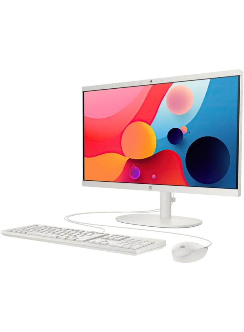 HP (Upgraded) AIO 22-dg0012nh All-in-One Desktop PC – 21.5″ FHD VA Display, Intel Core i3-N300, 8GB DDR5 RAM, 1TB SSD, Wi-Fi 6, Windows 11 Pro, Keyboard & Mouse Included – Cashmere White English Cashmere - Image 2
