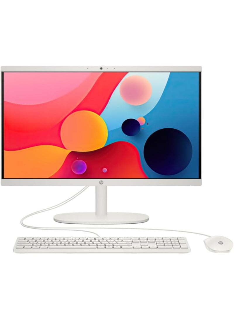 HP (محدث) كمبيوتر مكتبي كلي في واحد 22-dg0012nh – شاشة FHD VA بحجم 21.5 بوصة، معالج Intel Core i3-N300، 16GB ذاكرة DDR5، 1TB SSD، واي فاي 6، ويندوز 11 برو، لوحة مفاتيح وفأرة متضمنة – أبيض كشمير - Image 1