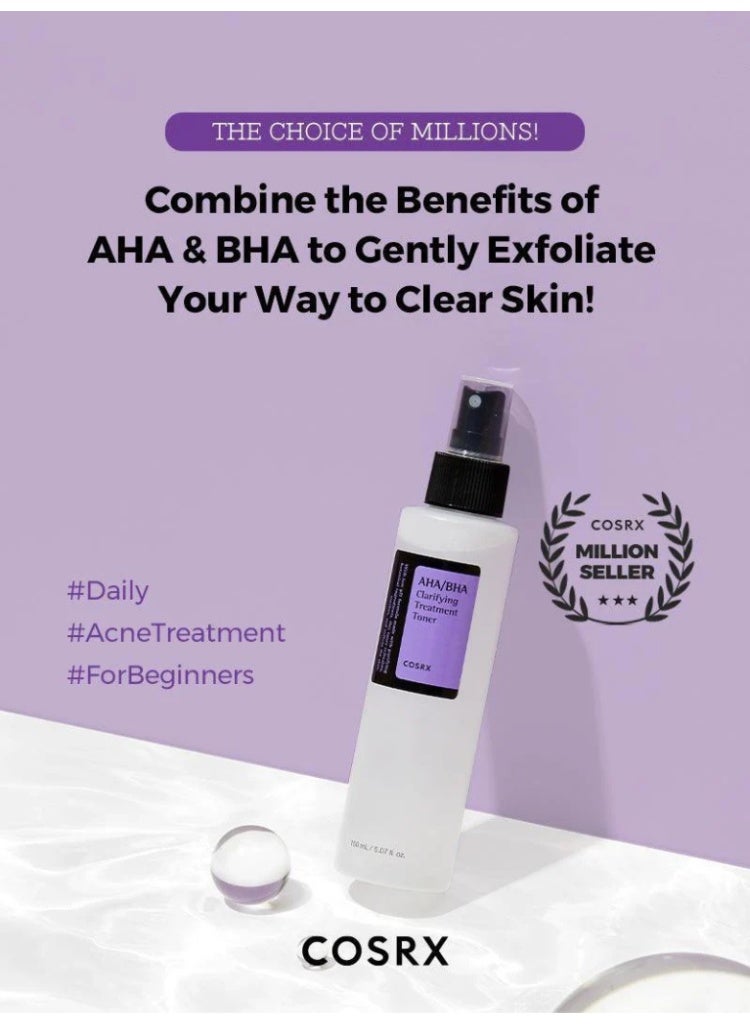 COSRX AHA/BHA Clarifying Treatment Toner 100ml - Gentle Daily Exfoliating Toner for Pore Care, Smoother Texture & Clear Skin 100ml - Image 2