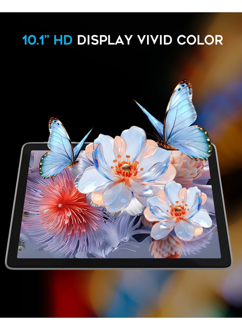 جي تاب تابلت أندرويد T13 بشاشة IPS 10.1 بوصة 4GB RAM 64GB تخزين 4G LTE 6 ساعات تشغيل 5G واي فاي بلوتوث مكبرات صوت مزدوجة Type-C – فضي تيتانيوم - Image 2
