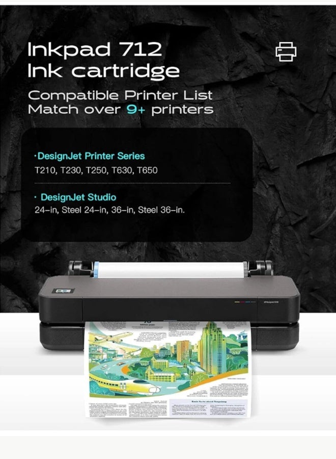 HP Original 712 29ml DesignJet Ink Cartridge for T650, T630, T230, T210 & Studio Plotter Printers (4- Pack) black,Cyan,Magenta,Yellow - Image 2