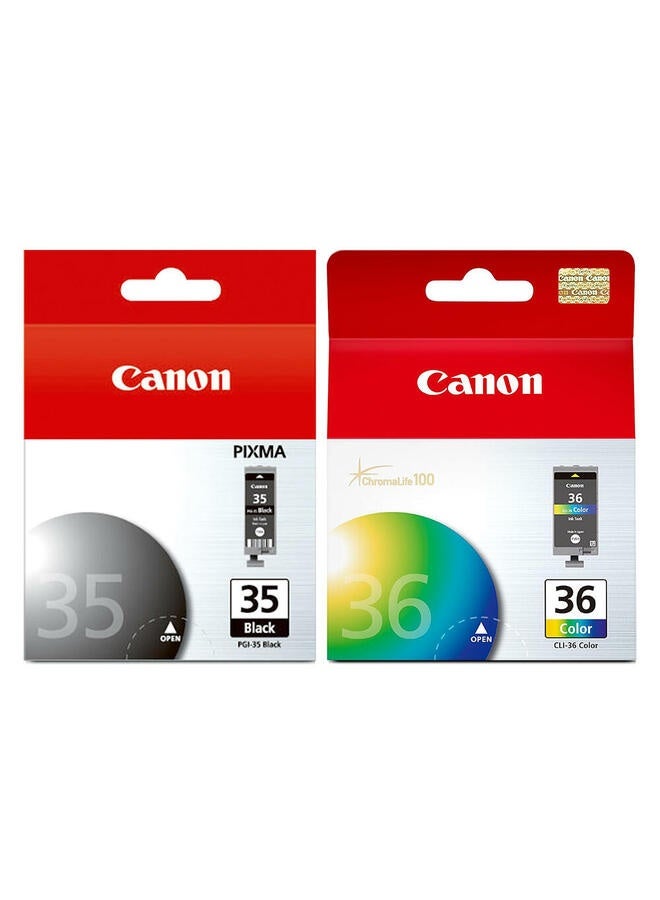 Canon PGI-35 Black & CLI-36 Color (2-pack) Ink Cartridges - Black/Color - Image 1