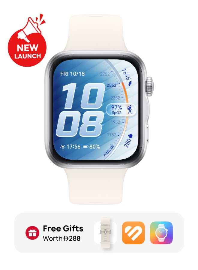 HUAWEI WATCH FIT 5 Smart Watch, 43mm FullView Display, iOS & Android, upto 10 Days Battery Life, Sleep & Health Monitor, Heart Rate Monitor, SpO2, GPS,Mini Work-out, White - Image 1