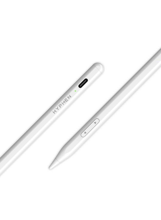 HYPHEN Comet Duo Stylus Pencil for iPad & Android, Dual Mode Universal Stylus Pen with Palm Rejection, Tilt Support, Fast Charging USB-C, Precision Drawing & Note Taking Stylus White - Image 2