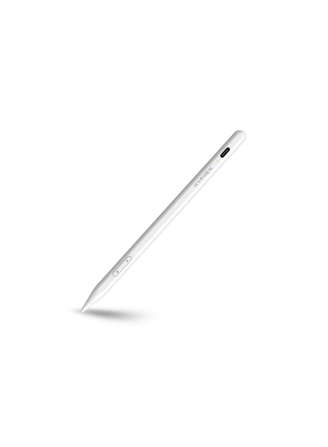 HYPHEN Comet Duo Stylus Pencil for iPad & Android, Dual Mode Universal Stylus Pen with Palm Rejection, Tilt Support, Fast Charging USB-C, Precision Drawing & Note Taking Stylus White - Image 1