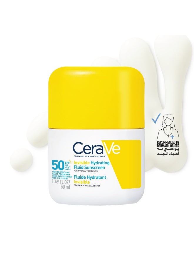 CeraVe Invisible Hydrating Fluid Sunscreen SPF50 50ml - Image 1