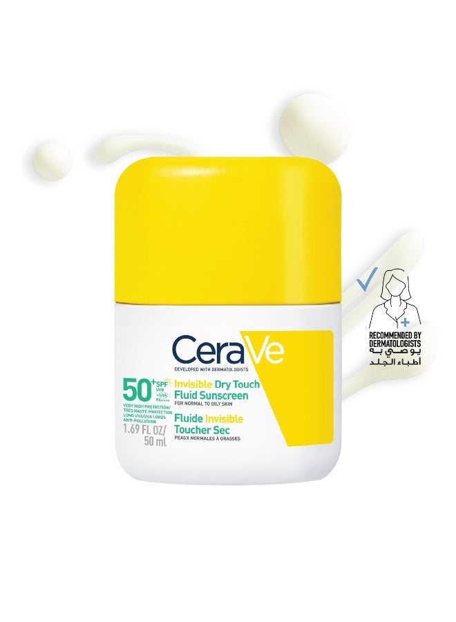 CeraVe Invisible Dry Touch Fluid Sunscreen SPF 50+ 50ml - Image 1