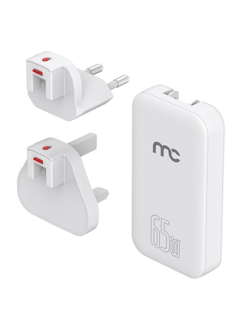 ماي كاندي GTC-D370 GaN Slim Travel Charger – 65W Dual Type-C (White)Charge your devices efficiently with the MYCANDY GTC-D370 GaN Slim Travel Charger. Featuring dual USB Type-C ports, this compact charger delivers up to 65W total output, making it ideal for smartphones, tablets, and laptops. Its slim design ensures portability, while the white finish adds a sleek touch to your travel essentials.​ White - Image 1