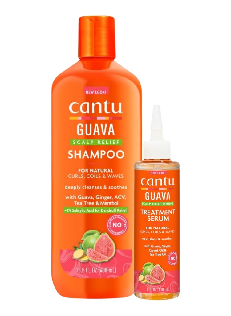 Cantu Guava Scalp Relief Shampoo and Scalp Nourishing Treatment Serum Set – Refreshing Scalp Care Duo for Clean, Healthy Hair - Image 1