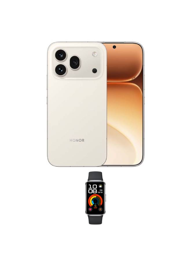 هونور 600 Pro 5G Dual SIM 12GB RAM 512GB Golden White With Free Honor Band 10 & Back Cover (Color of gifts may vary) - Image 1