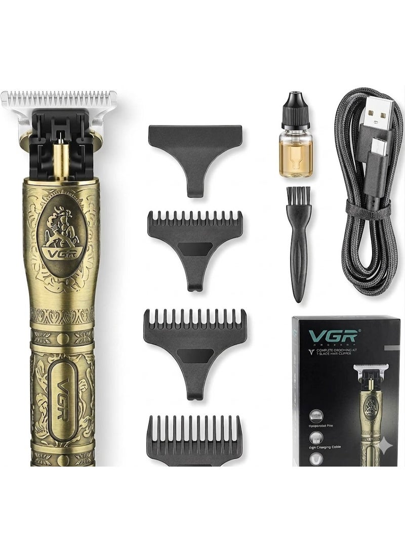 VGR V-081 Professional Hair Trimmer for Men | High-Precision & Fast Cutting Metallic Gold with Vintage Carved Patterns - Image 4