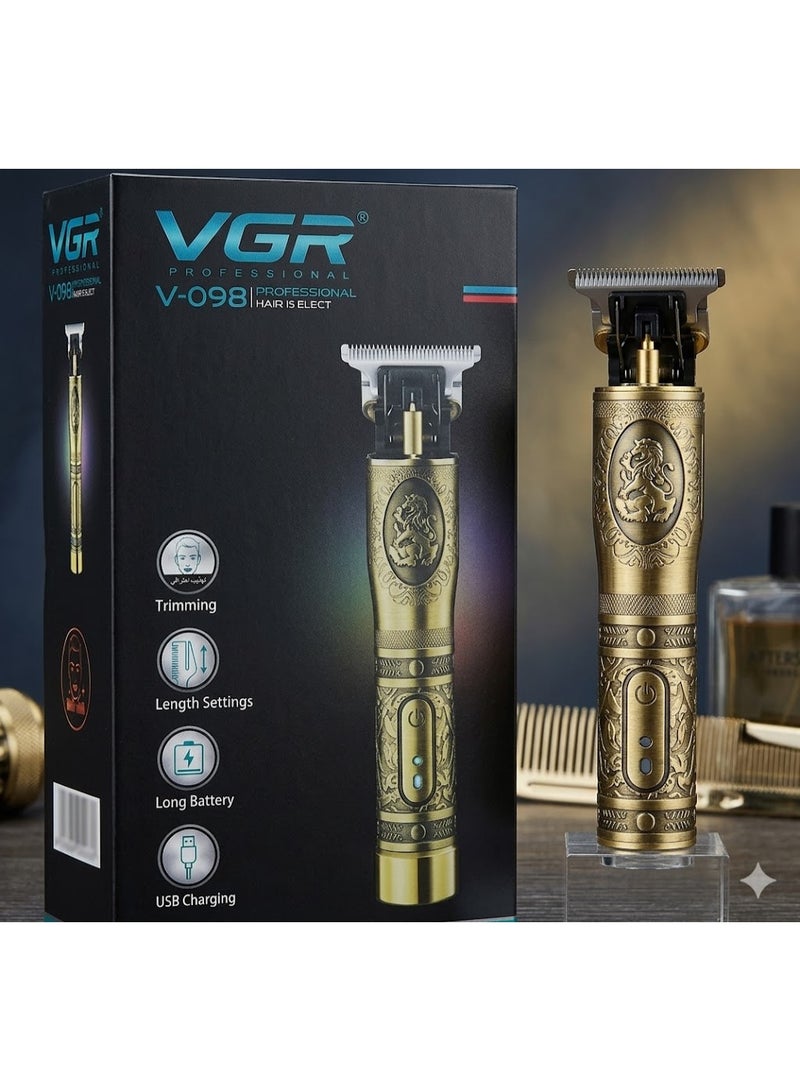 VGR V-081 Professional Hair Trimmer for Men | High-Precision & Fast Cutting Metallic Gold with Vintage Carved Patterns - Image 3