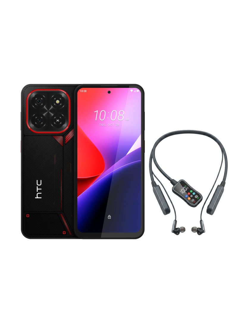 إتش تي سي Wildfire E7 Elite 5G Dual SIM Smartphone, 256GB Storage, 6+12GB RAM, 6.78-inch UHD+ Display, Black with Neck Hanging Wireless Headset - KSA Version - Image 1