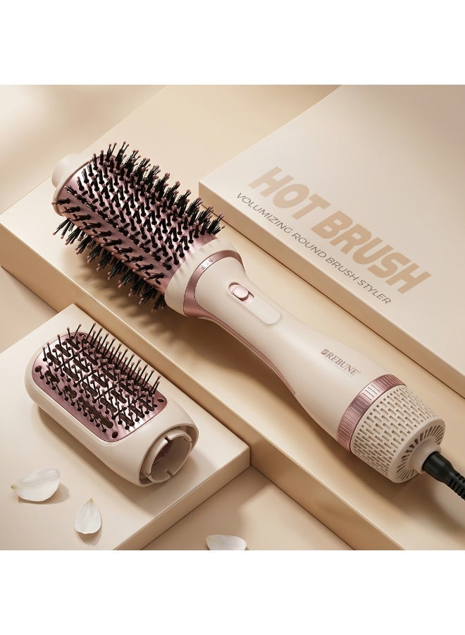 REBUNE Professional Hair Styling Dryer with Two Brushes – 1200W, 3 Heat Settings & Cool Air Mode beige - Image 2
