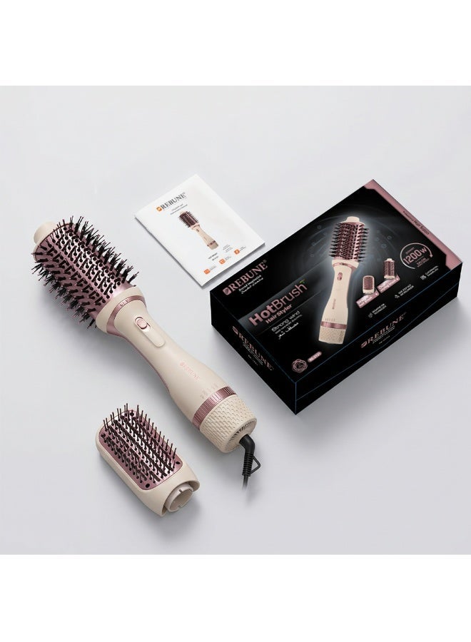 REBUNE Professional Hair Styling Dryer with Two Brushes – 1200W, 3 Heat Settings & Cool Air Mode beige - Image 5