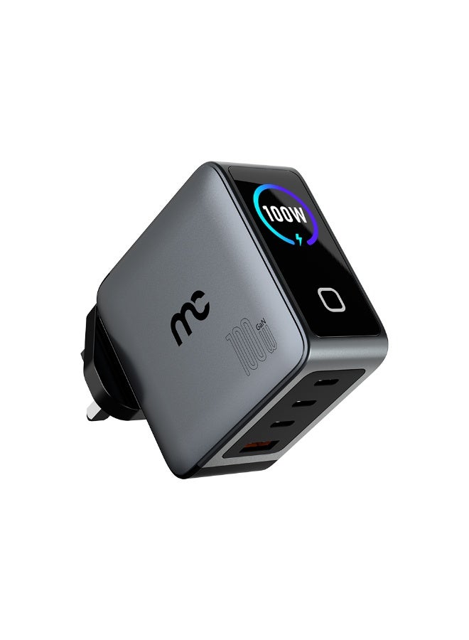 ماي كاندي GTC-E300 GaN Travel Charger | 100W | 4 USB Ports | Digital Screen | Gray - Image 1