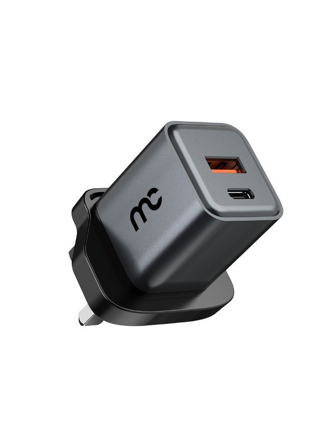 ماي كاندي TC-E130 Travel Charger | 30W Fast Charging | Type-C PD + USB-A | Dual Port | Gray - Image 2