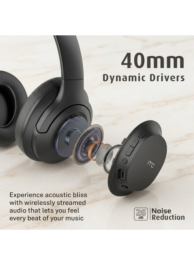 MYCANDY BHF-E100 Bluetooth Headphones | Wireless Audio | Black | Comfortable & Durable black - Image 2