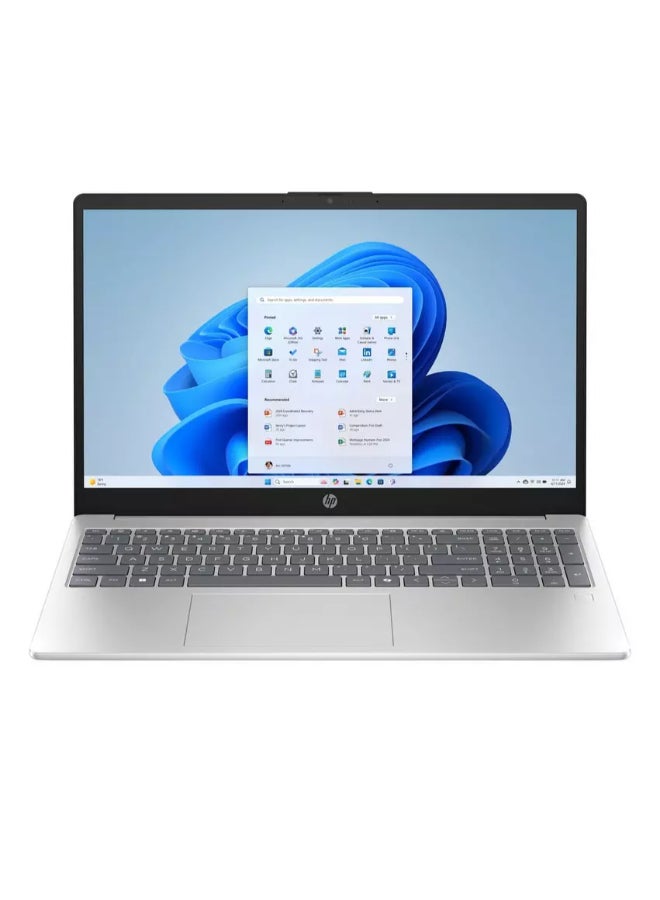 HP لابتوب أومني بوك 3 بشاشة 15.6 بوصة عالية الدقة بالكامل (1920×1080)، معالج AMD Ryzen AI 7-350، ذاكرة وصول عشوائي 16 جيجابايت DDR5، قرص صلب SSD سعة 512 جيجابايت، بطاقة رسومات AMD Radeon 860M، نظام التشغيل Windows 11 Home، يدعم اللغتين الإنجليزية والعربية، لون فضي جليدي الإنجليزية/العربية فضي جليدي - Image 1