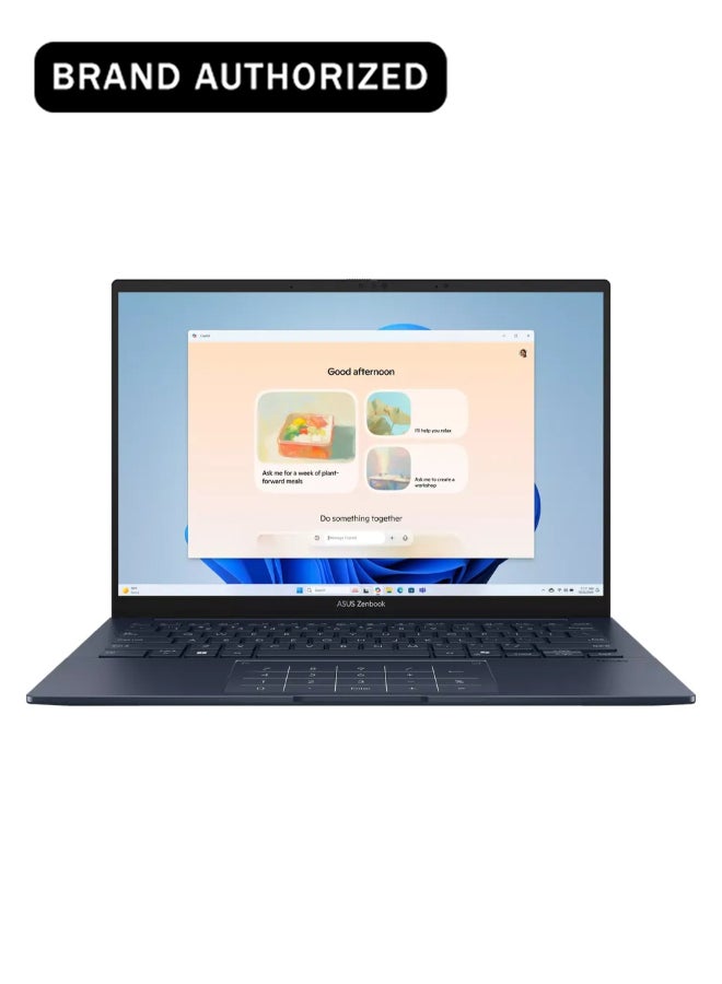 أسوس Zenbook 14 Laptop, Intel Core Ultra 9 285H Processor, 32GB RAM, 1TB SSD, Intel Arc Graphics, 14" 3K OLED 120Hz Touch Display, Windows 11 Home, Backlit English & Arabic Keyboard, Ponder Blue, 1 Year Warranty | UX3405CA-SU855W Ponder Blue - Image 1