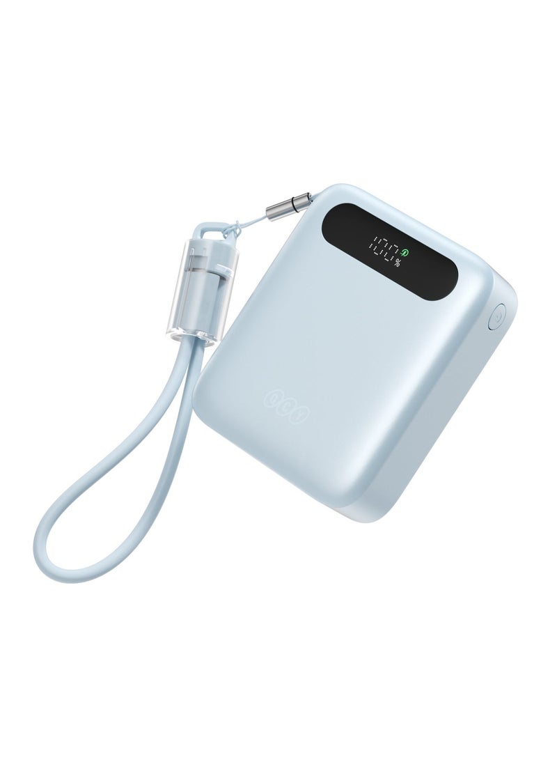 كيو سي واي باور بانك 10000mAh 22.5W شحن سريع - أزرق - PB10D-B - شاحن محمول مع مخرج USB-C و USB-A، دعم شحن سريع PD/QC، باور بانك سفر مدمج - Image 1