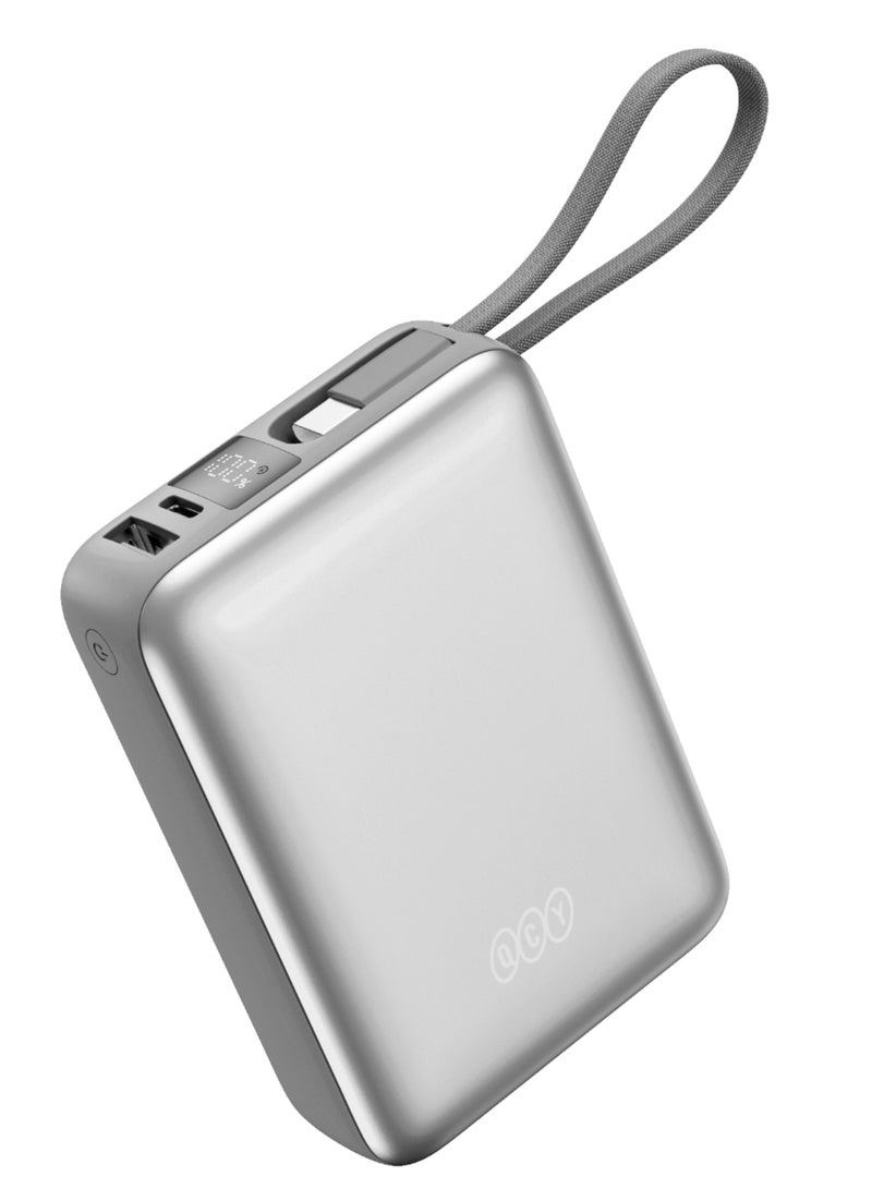 Power Bank 20000mAh 45W Fast Charging - Silver - PB20A-S – Portable Charger with USB-C & USB-A Output, High Capacity Travel Power Bank, Fireproof ABS+PC Shell Silver
