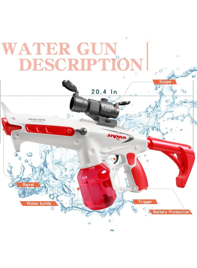 مايتويز MY TOYS Electric Water Gun Automatic 1000cc High Capacity Blaster with 50 Feet Range White and Red - Image 3