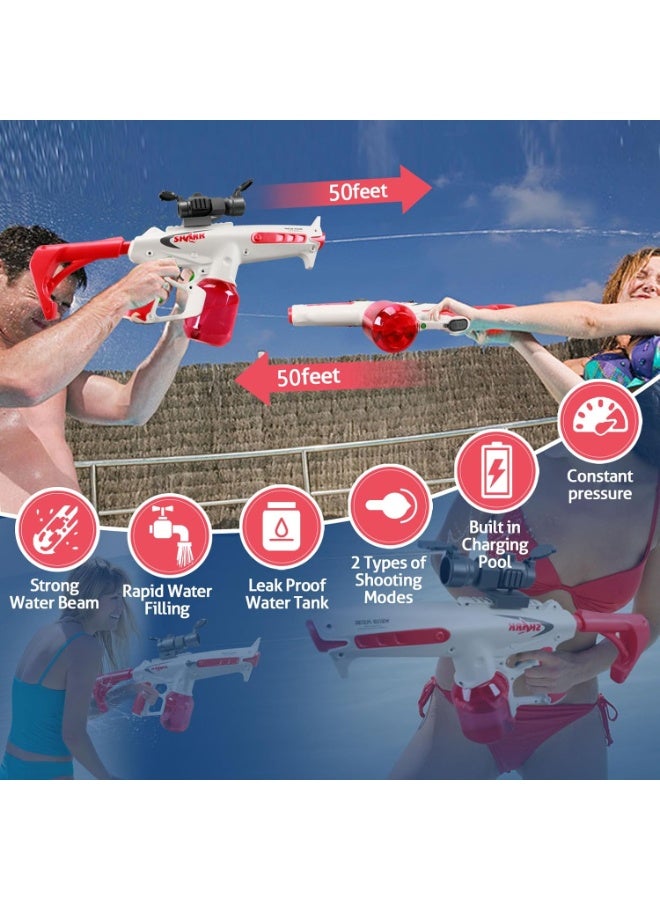 مايتويز MY TOYS Electric Water Gun Automatic 1000cc High Capacity Blaster with 50 Feet Range White and Red - Image 2
