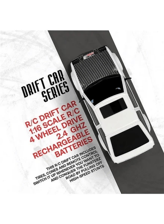 مايتويز MYTOYS 1:16 Scale 4WD High-Speed Drift RC Car - 2.4GHz Remote Control Drifting Storm Edition with LED Lights & Accessories - white - Image 4