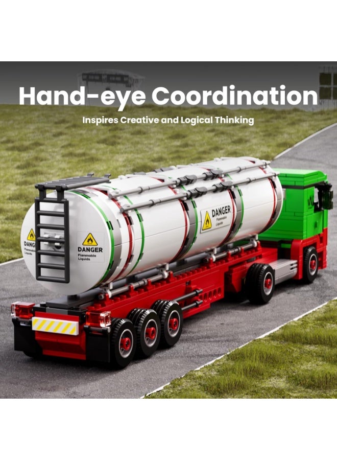 مايتويز 24075 Mould King 24075 Tanker Truck Building Blocks Set (556 Pieces) – Realistic Oil Tanker Model Kit, STEM Educational Construction Toy, MOC Collectible Gift for Kids Ages 8+ and Adults – Red & Green 556 4+ Years - Image 5