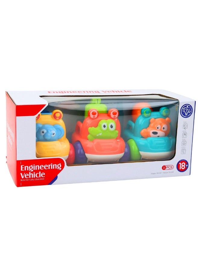 مايتويز MYTOYS 3 PCS Construction Vehicle Toy Set for Toddlers with Animal Characters – Excavator, Dump Truck & Cement Mixer Educational Push Cars Multicolor - Image 5