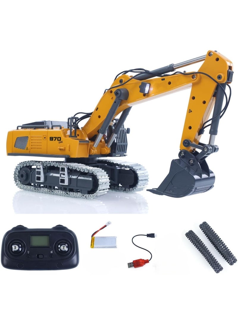 مايتويز Mytoys 1/50 RC Excavator K970 Professional Metal Digger, High-Simulation Electric Lifting Engineering Vehicle with Metal Tracks, LED Spotlights & Real Engine Sound, Hobby-Grade RTR Construction Model - Image 1