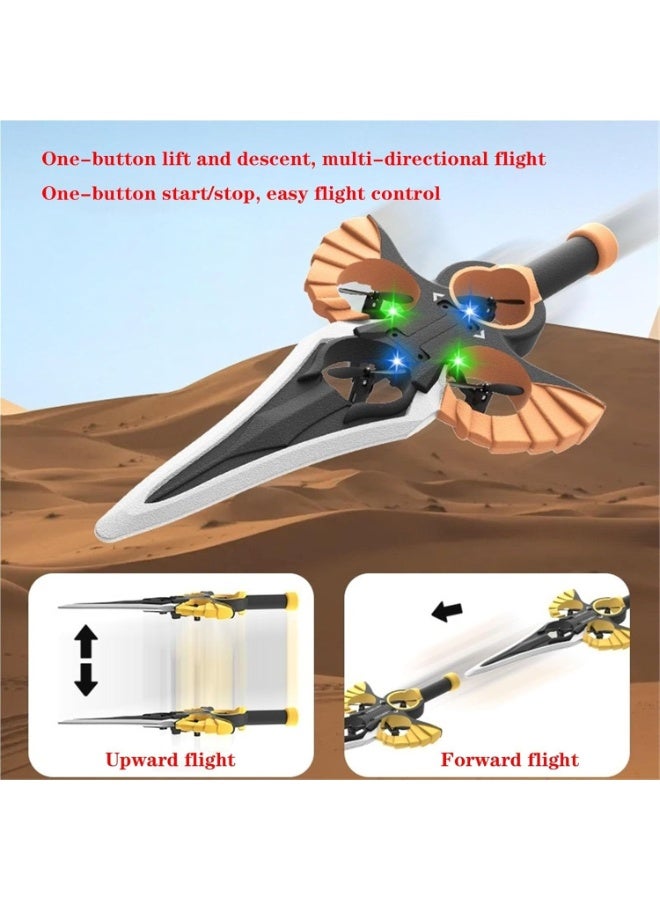 مايتويز MYTOYS Flying Sword RC Drone with 2.4GHz Handheld & Gesture Remote Control, 3-Speed Sword Shaped Quadcopter with 360-Degree Flip, 1 Battery, Durable EPP Foam Toy Gift for Kids & Adults - Black/Gold - Image 4