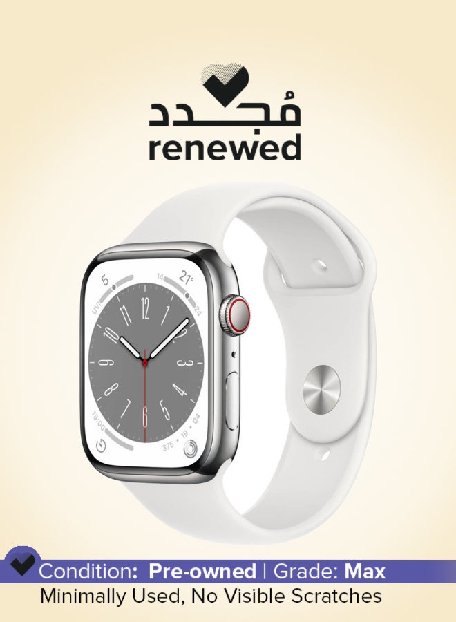 Apple Renewed -  Watch Series 8 Stainless Steel 45MM Cellular Off White - Image 1