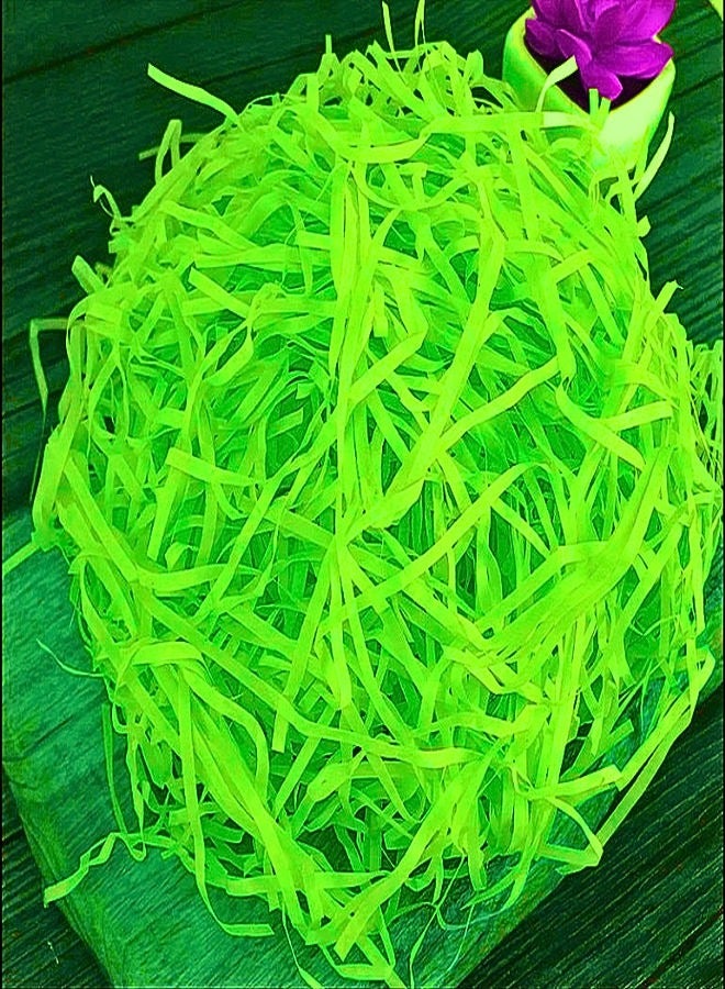 Share the Love Eco-Friendly Crinkle Cut Shredded Paper Filler – Vibrant, Durable, and Perfect for Gift Packaging & Crafts (100 grams, Green) green