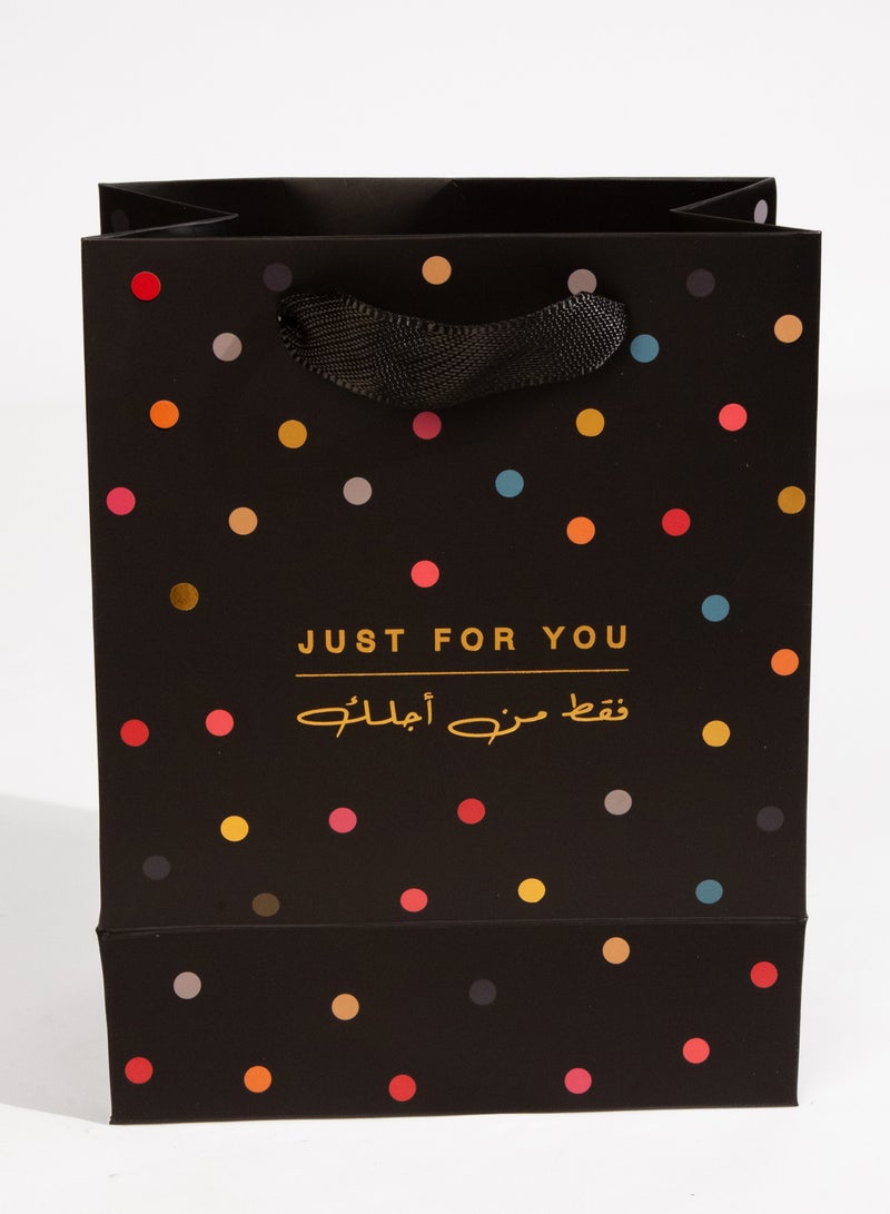 شير ذا لوف  Just for You Medium Black Gift Bag – Elegant Gift Bag for Birthday, Anniversary, Wedding, Graduation, Parties, Presents & Favors Black - Image 3