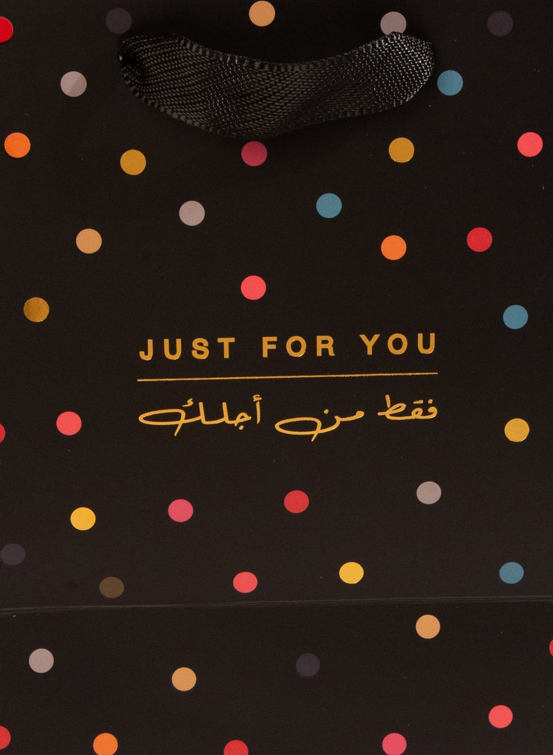 شير ذا لوف  Just for You Medium Black Gift Bag – Elegant Gift Bag for Birthday, Anniversary, Wedding, Graduation, Parties, Presents & Favors Black - Image 4