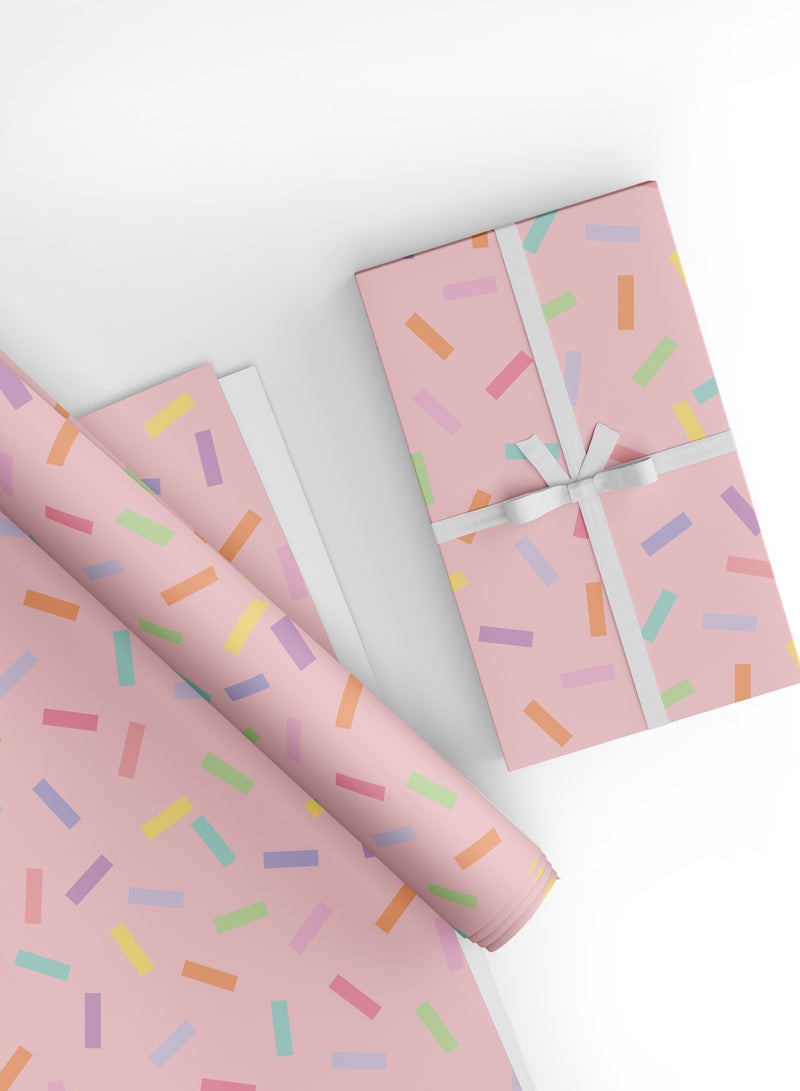 شير ذا لوف  Confetti Pink Gift Wrapping Paper Pack – 4 Decorative Sheets (50 x 70 cm) – Fun & Stylish Gift Wrap for Birthday, Baby Shower, Wedding, Anniversary & Party Decorations – Premium Eco-Friendly Wrapping Paper Pink - Image 1