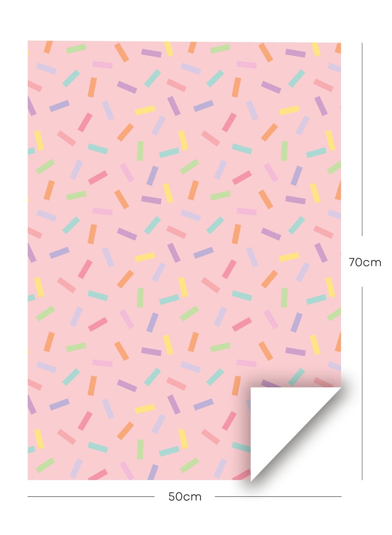 شير ذا لوف  Confetti Pink Gift Wrapping Paper Pack – 4 Decorative Sheets (50 x 70 cm) – Fun & Stylish Gift Wrap for Birthday, Baby Shower, Wedding, Anniversary & Party Decorations – Premium Eco-Friendly Wrapping Paper Pink - Image 2