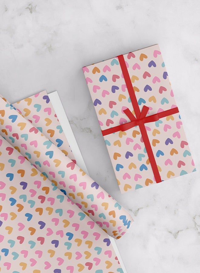 Share the Love Heart Wrapping Paper Pack – 4 Premium Sheets (50 x 70 cm Each), Cute & Romantic Gift Wrap for Birthday, Valentine’s Day, Wedding & Special Occasions Multicolor - Image 1