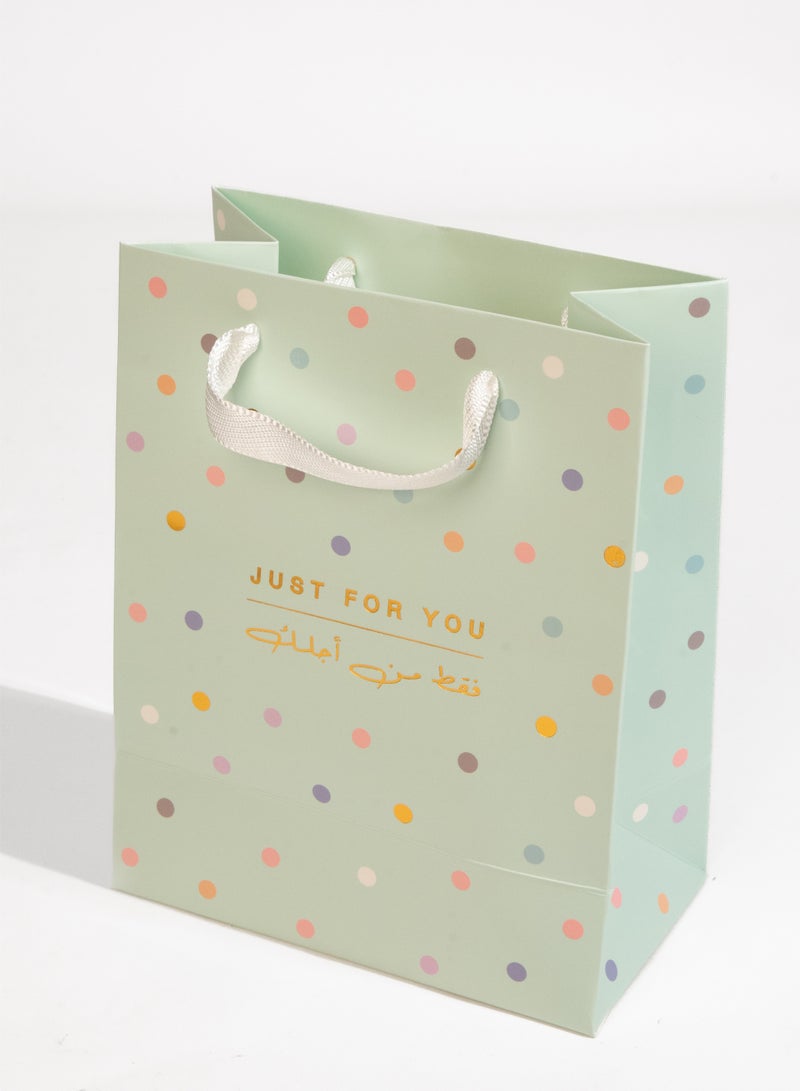 Share the Love Just for You Mint Green Gift Bag – Medium Size with Foil Design, Luxury Paper Present Bag with Handles, Perfect for Birthday, Wedding, Anniversary & Special Occasions Green - Image 1