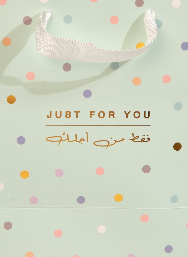 Share the Love Just for You Mint Green Gift Bag – Medium Size with Foil Design, Luxury Paper Present Bag with Handles, Perfect for Birthday, Wedding, Anniversary & Special Occasions Green - Image 2