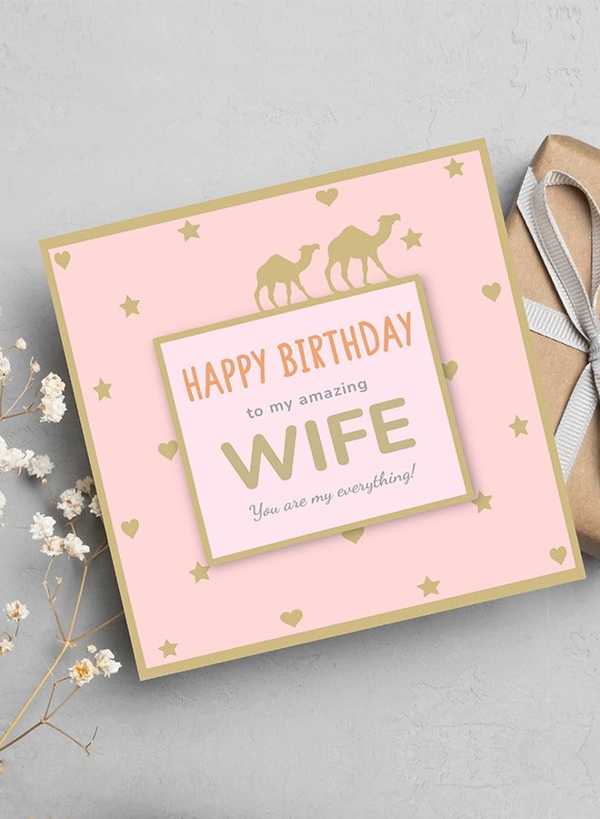 شير ذا لوف  Happy Birthday Wife Gold Foil Greeting Card – Elegant & Luxury Card with Heartfelt Message, Perfect Romantic Gift for Wife’s Birthday & Special Occasions - Image 3