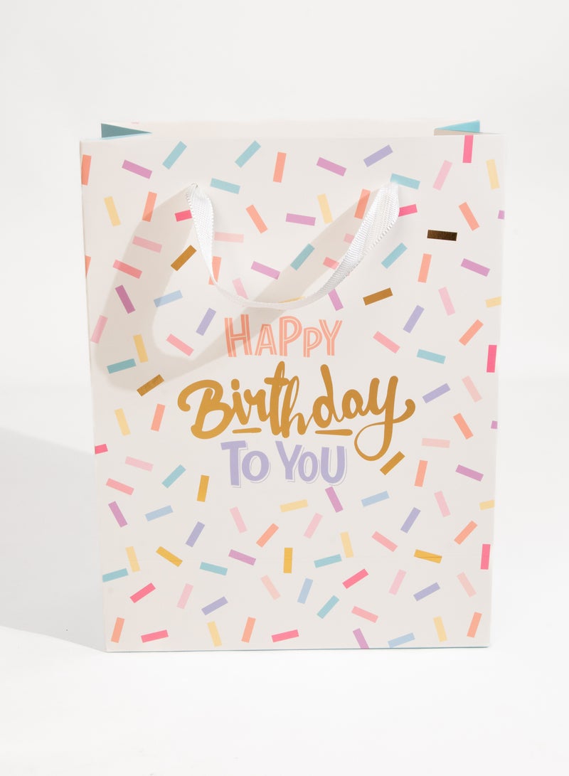 شير ذا لوف  Happy Birthday Large White Confetti Gift Bag – Birthday Gift Bag for Men, Women, Kids, Party Celebration, Anniversary, Wedding, Presents & Favors White - Image 4