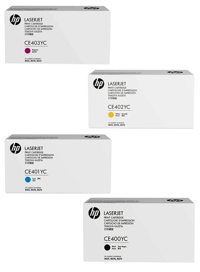 HP Genuine 4 Pack HP CE400YC-CE403YC Contract Toners 1BK,1C,1M,1Y (HP 507Y) 1BK,1C,1M,1Y - Image 1