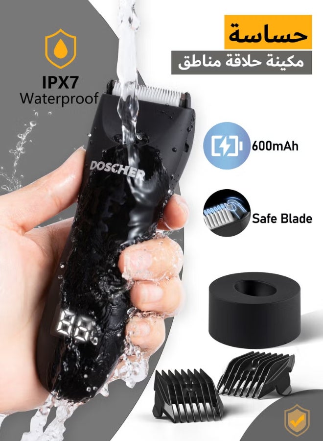 DOSCHER Body Trimmer for Men, Men Grooming for Body,Electric Trimmer,Body Shaver Groomer Safe Shaver Rechargeable Waterproof Wet/Dry Black - Image 1