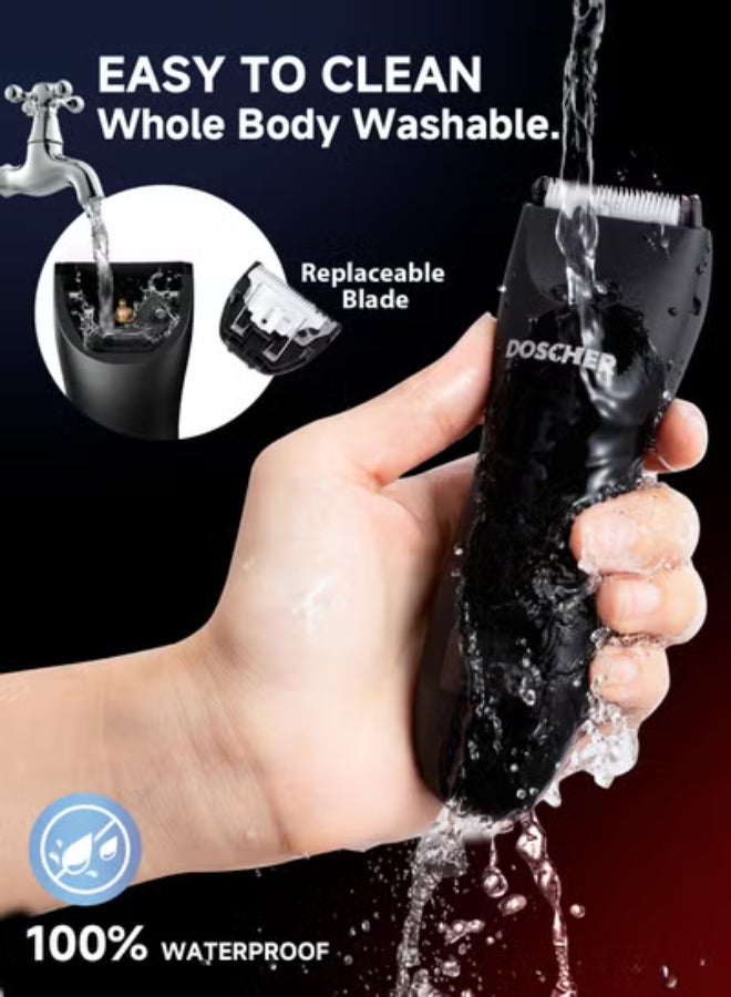 DOSCHER Body Trimmer for Men, Men Grooming for Body,Electric Trimmer,Body Shaver Groomer Safe Shaver Rechargeable Waterproof Wet/Dry Black - Image 2
